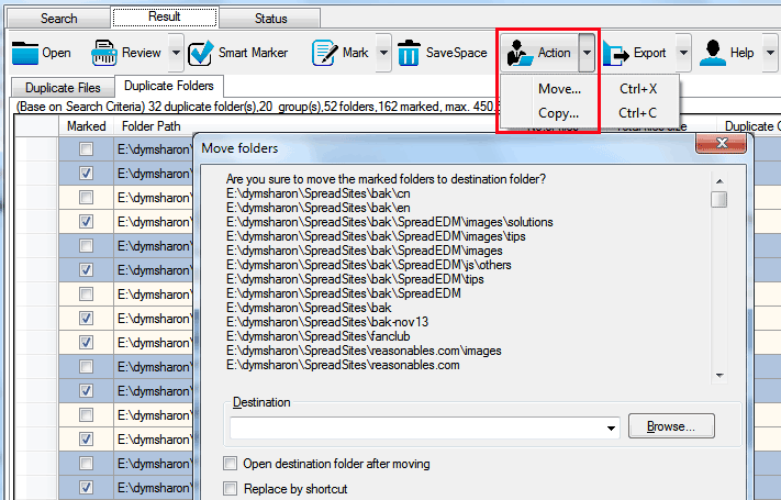 Copy or Move Duplicate Folders